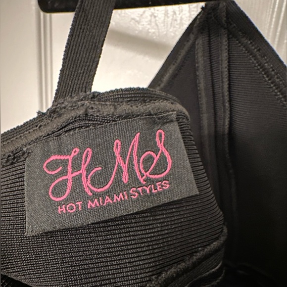 Black Bandage Dress with Faux Leather: Size Small - Picture 5 of 6